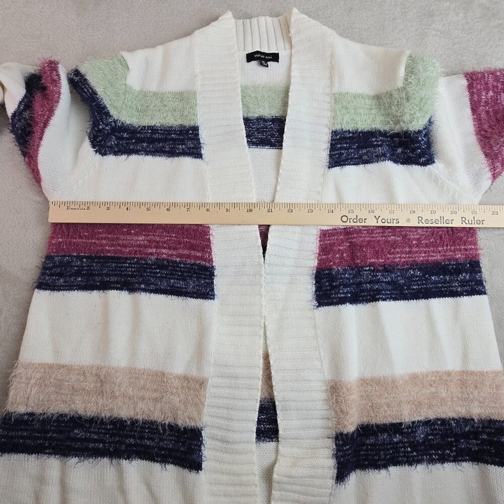 Verve Ami Open Cardigan Sweater Womens Extra Large Striped Fuzzy Knit Cozy Boho - Picture 10 of 12